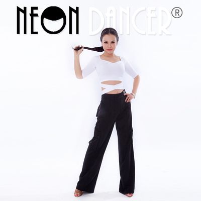 dancer练习交叉系带纽扣口袋裤