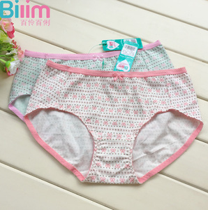 Bilim/百伶百俐新品 日系可爱少女内裤纯棉印花舒适中腰三角裤