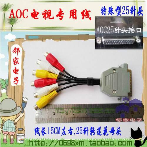 AOC电视 冠捷电视 视频转接头 特殊双排25针头转AV视频线接机顶盒
