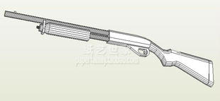 M870散弹枪 需自己做 白模 3D纸模型DIY 70042 大口径面杀伤武器