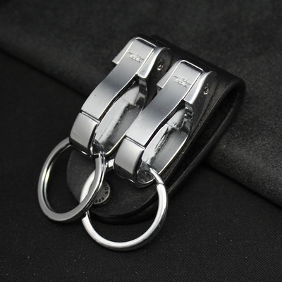博友正品牛皮双环男士包邮钥匙链