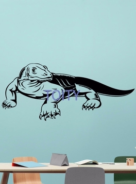 科莫多龙巨蜥爬行动物装饰墙贴画 Comodo Dragon 印尼大蜥蜴贴纸