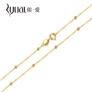Ryual/佑爱K金项链 18K金女款项链光珠相间O字链K金间珠项链女款