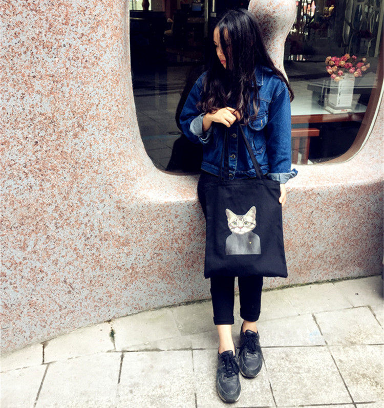 Harajuku Chaopai Kitty Canvas bag men and women Handbag The single shoulder bag reticule zipper Bagsin the Leather/Lady bags/Men's bag, Ms. bags  category - from Buy2taobao.com to provide professional Taobao agent buy service