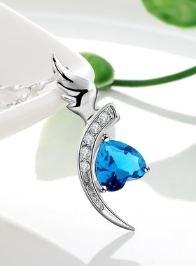 沁缘爱之魂925银项链蓝色项坠