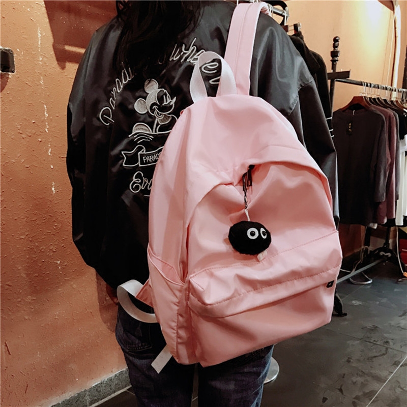 纯色韩版原宿风学生双肩包