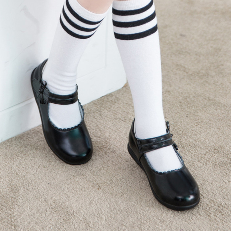 初中小学生皮鞋女童黑色公主鞋真皮表演出软底平底单鞋大童休闲鞋