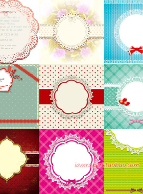 波点背景白色蕾丝花边框婚礼迎宾牌海报X展架相框矢量图素材A845