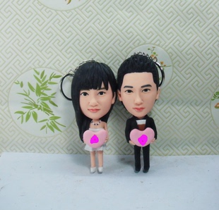 真人卡通公仔照片订做泥人蜡像Q版钥匙扣挂件软陶人偶私人定制