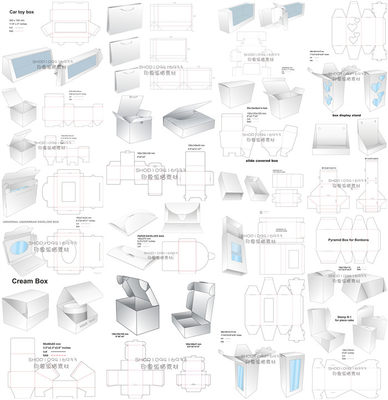 矢量设计素材 纸盒纸袋包装盒子展开图刀版图模板 EPS格式
