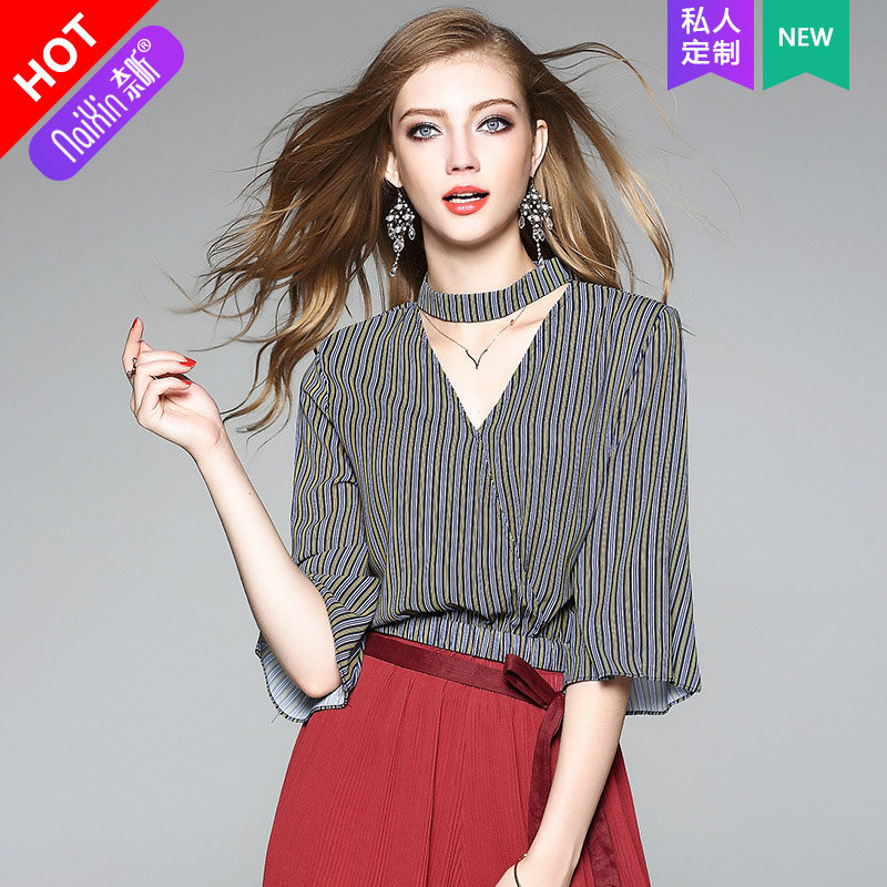 奈昕定制 33996 休闲女装上衣百搭春夏中年简约街头潮条纹t恤短款在类目 女装/女士精品, T恤中 - 来自Buy2taobao.com提供专业的淘宝代购服务