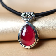 Thai Ruby 925 Silver carved hollow Palace boutique female short clavicle necklace pendant chain jewelry