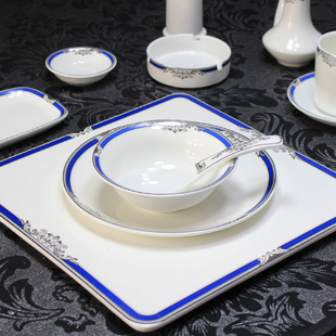 金汉宫餐厅饭店酒店摆台餐具骨瓷盘碗碟包厢专用陶瓷摆盘商用家用