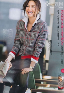 春秋新款OL百搭款黑红撞色千鸟格修身针织衫开衫长袖圆领女装毛衣