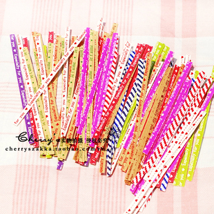 100只混发彩色可爱纸质字母礼品袋包装 铁扎丝封口扎带 袋新品