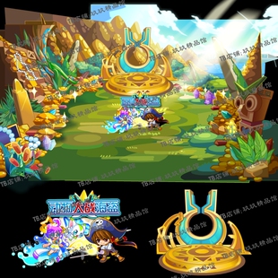 falsh q版矢量游戏 黄金岛金银珍珠 财宝魔法台海盗场景素材文件