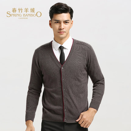 <em>春竹</em>2015专柜正品<em>男士</em>新款V领100%纯山<em>羊绒</em>