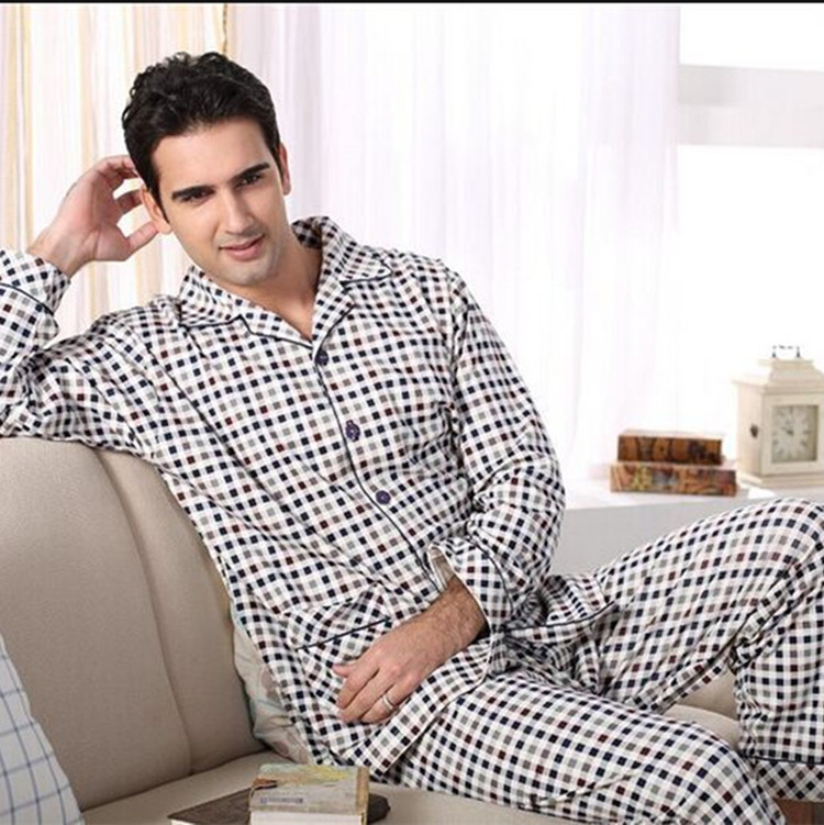 2021春秋男士棉質睡衣 長袖加肥加大碼中青年格子260斤家居服套裝在類目 女士內衣/男士內衣/家居服, 睡衣/家居服套裝中 - 來自Buy2taobao.com提供專業的淘寶代購服務