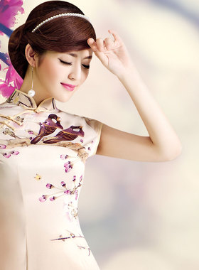 旗袍2022春夏新款 真丝绸 复古民国风改良时尚短款日常旗袍连衣裙