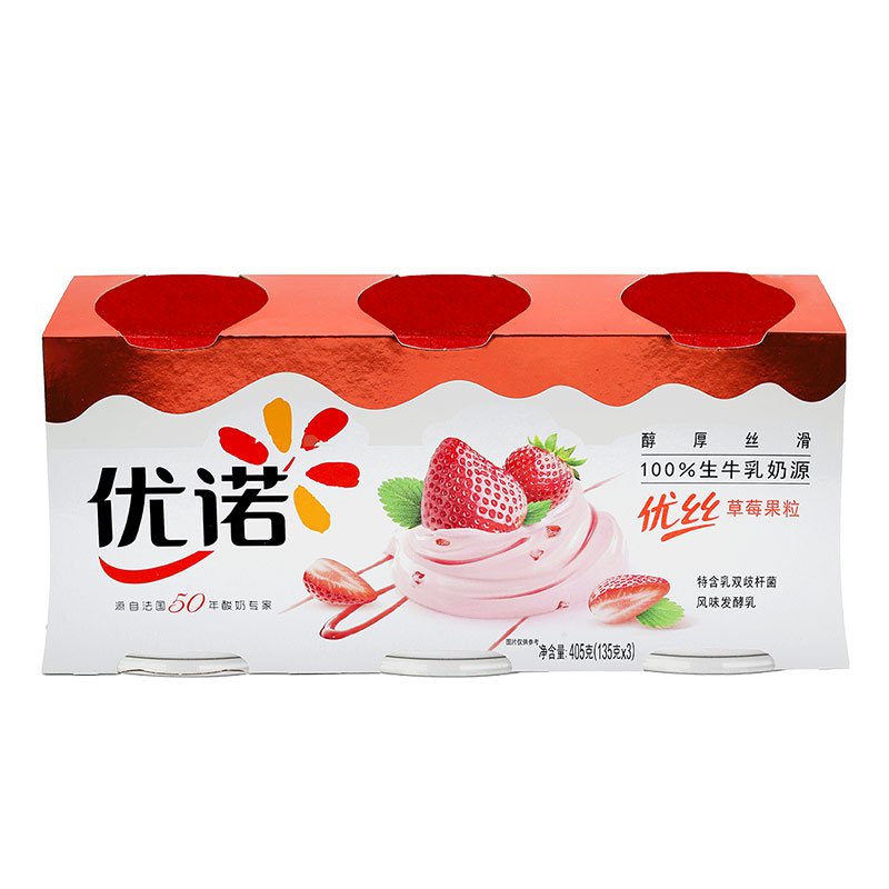 优诺Yoplait优丝 风味发酵乳 草莓果粒135g*3 100%生牛乳奶源酸奶 咖啡/麦片/冲饮 酸奶 原图主图