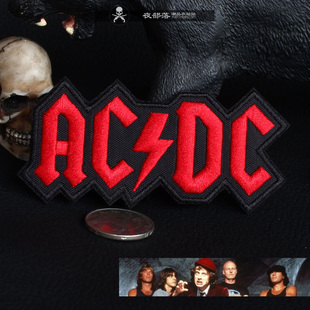 AC/DC重金属黑摇滚刺绣布贴标徽章DIY飞行皮衣牛仔补丁衣服魔术贴