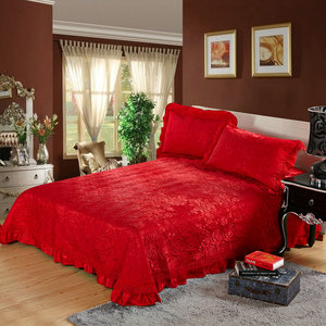 圣寝阁新款植物花卉贡缎提花绗缝夹棉加厚蕾丝床盖床罩可任意定制