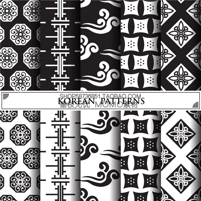 A3048矢量韩国传统风格纹样花纹四方连续纹理背景 AI设计素材