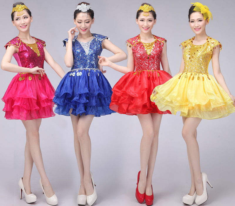 开场演出短款纱裙亮片夏季现代舞