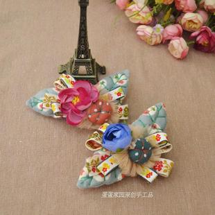 新款 原创日系森女系手工布艺立体花朵树叶胸针复古扣针发夹发饰女