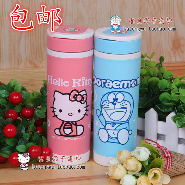包邮！Hellokitty机器猫 可爱卡通 双层玻璃内胆 水杯（不保温）