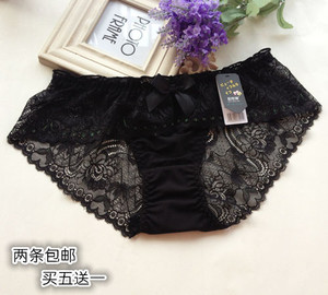 包邮女式裤头性感蕾丝刺绣女内裤镂空网纱低腰无痕透明诱惑内裤女