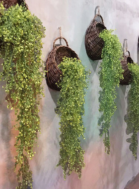 包邮115cm金钟柳壁挂仿真植物墙面装饰吊篮兰花藤条塑料假花绿植