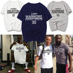 库里杜兰特詹姆斯维斯布鲁克短袖t恤欧文宽松训练服哈登衣服
