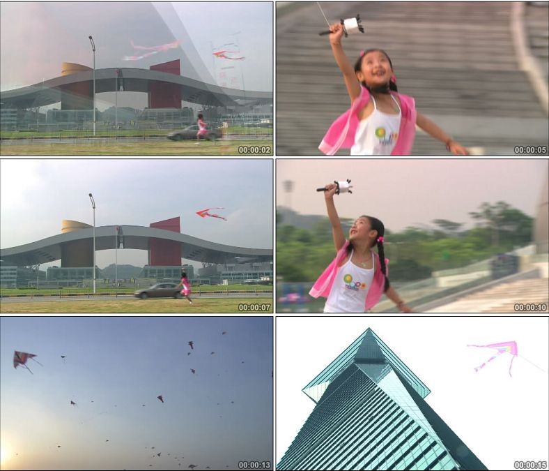 小女孩放风筝/中国高清实拍视频素材