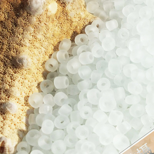雪花白色2mm玉石玻璃磨砂diy散珠国产小米珠配件材料材料包31
