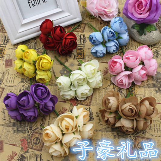 玫瑰花苞绢花仿真花假花 DIY花环花束拍摄背景装饰花 2.8元6朵