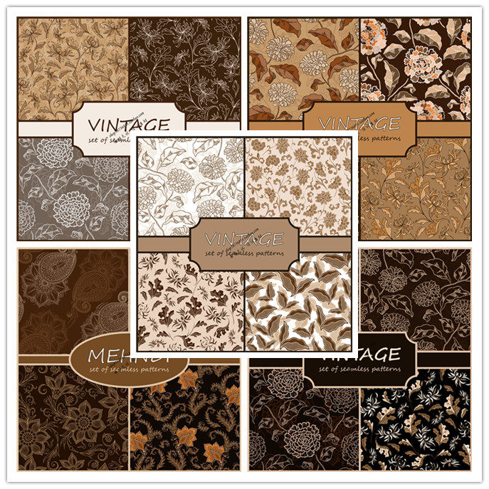 a1347矢量复古抽象花纹线稿纹样四方连续背景底纹图 ai设计素材