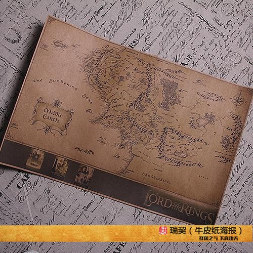 指环王地图海报 魔戒地图 中土地图刚铎 洛汗 魔多 夏尔图