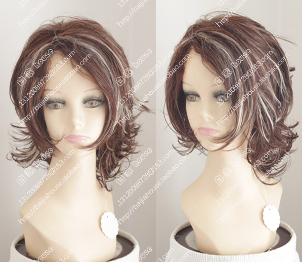 软妹风栗色凌乱空气卷斜刘海假发