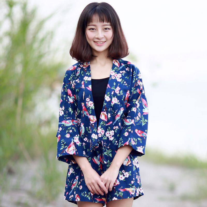 Improved Chinese clothing solar system Mori girl literature Birds printing Cotton and hemp A gentle wind Little coat jacket shorts suitin the Women's clothing/Boutique , Jacket  category - from Buy2taobao.com to provide professional Taobao agent buy service