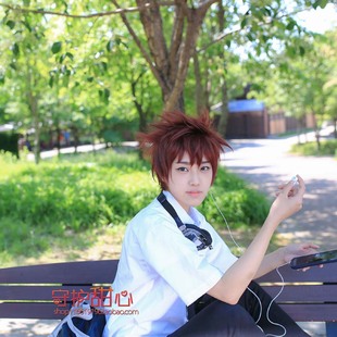 包邮数码宝贝暴龙 八神太一 混棕色原版造型反翘收脸Cosplay假发