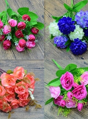 单支玫瑰花假花仿真绢花插花花艺