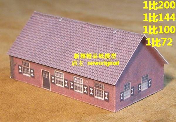 1比72二战法国诺曼底粮仓仓库乡村民居民房小房子模型