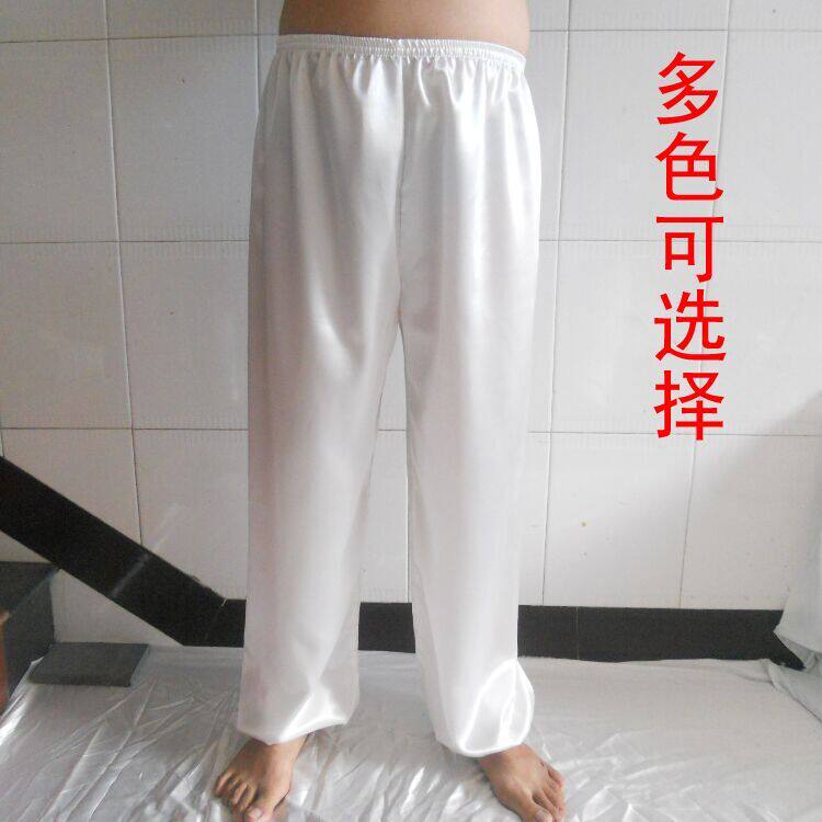 包邮运动丝绸太极男女束脚训练裤