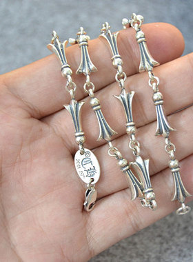 纯银长款朋克风原创做旧毛衣链