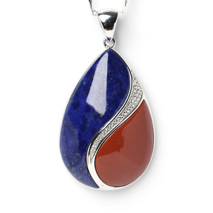 天然帝王青金石红竹石影子石吊坠