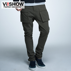 Viishow2015 spring multi-Pocket cargo pants new men's casual pants straight leg pants skinny men's pants