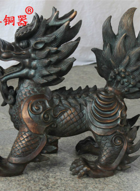 宇卓铜器麒麟黄铜摆件工艺品
