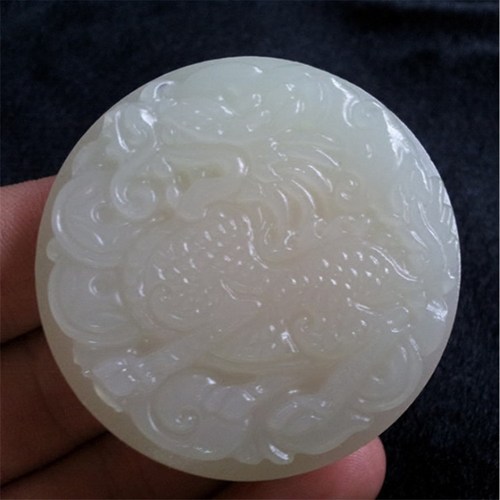 A货阿富汗白玉麒麟皮带扣地摊玉