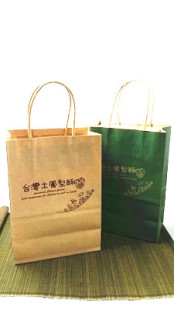 凤梨酥提袋已印字双色 绿袋金色字牛皮色棕色字20.5